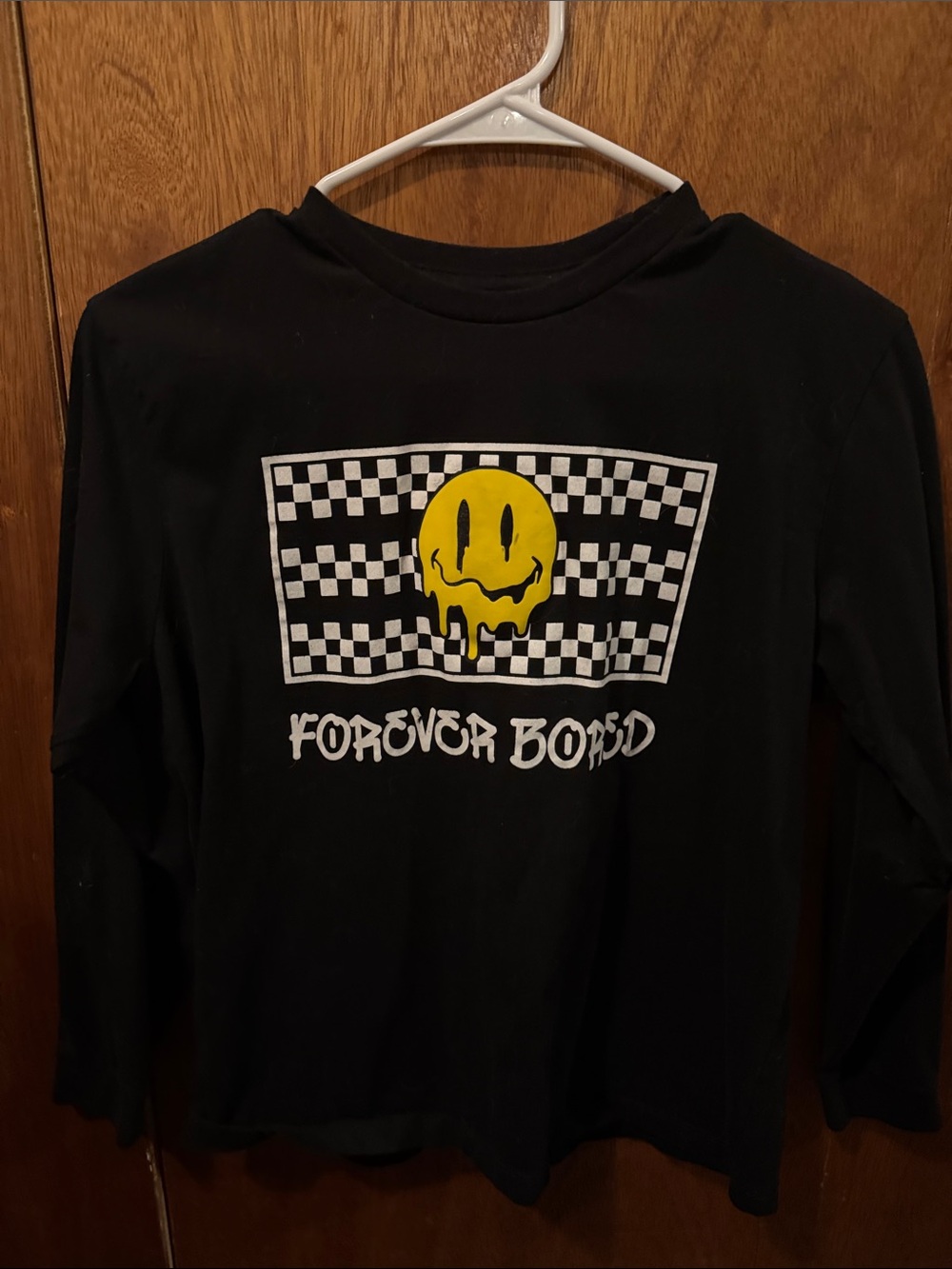 Eighty Eight Black Long-Sleeve Tee with Yellow Drip Smiley